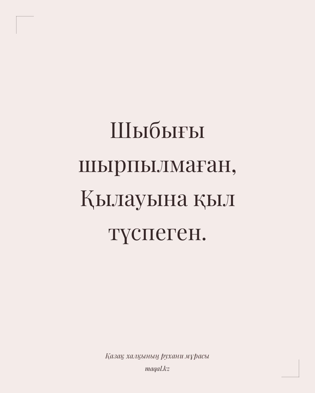 Шыбығы шырпылмаған, Қылауына қыл түспеген. — қазақша мақал