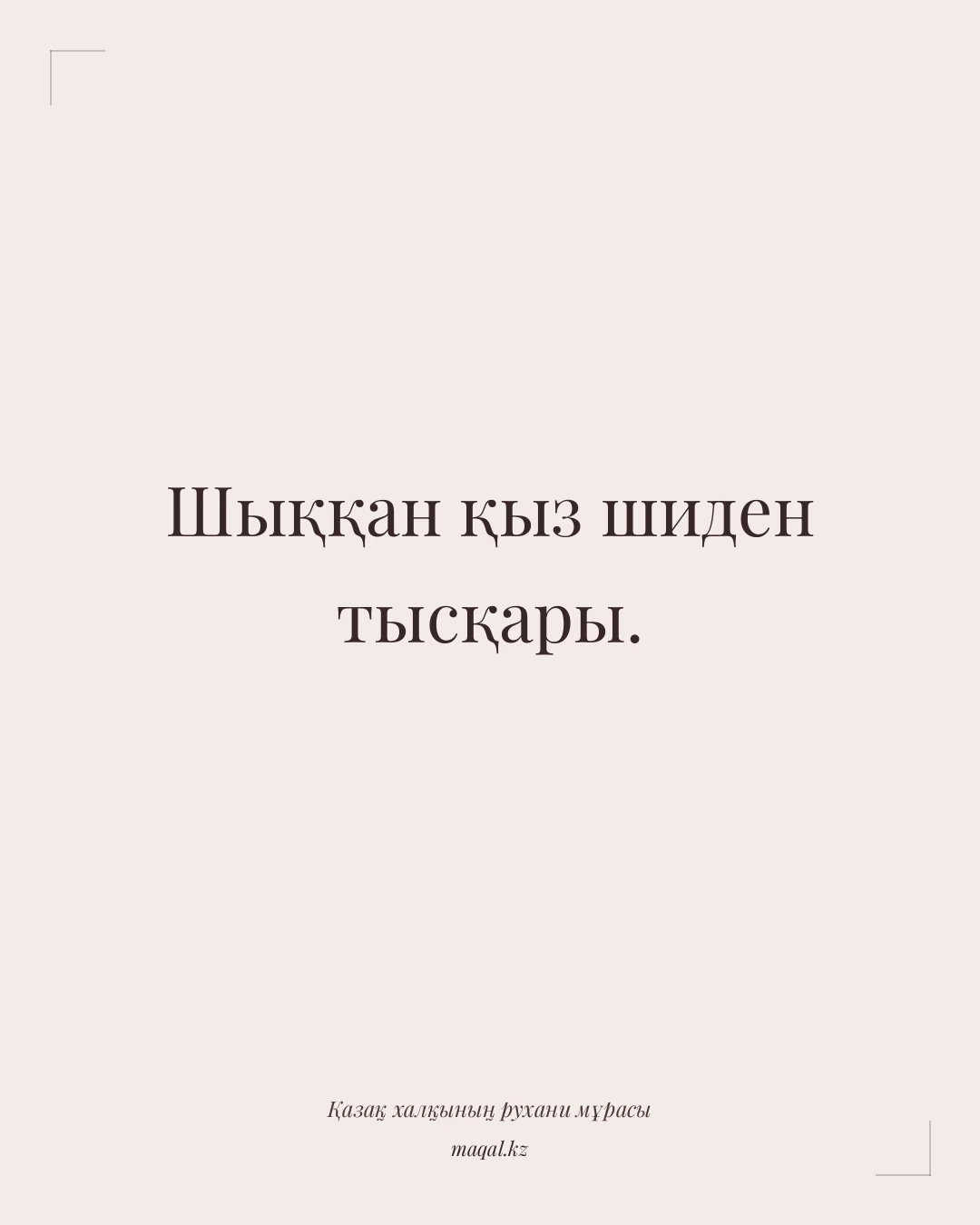 Шыққан қыз шиден тысқары. — қазақша мақал