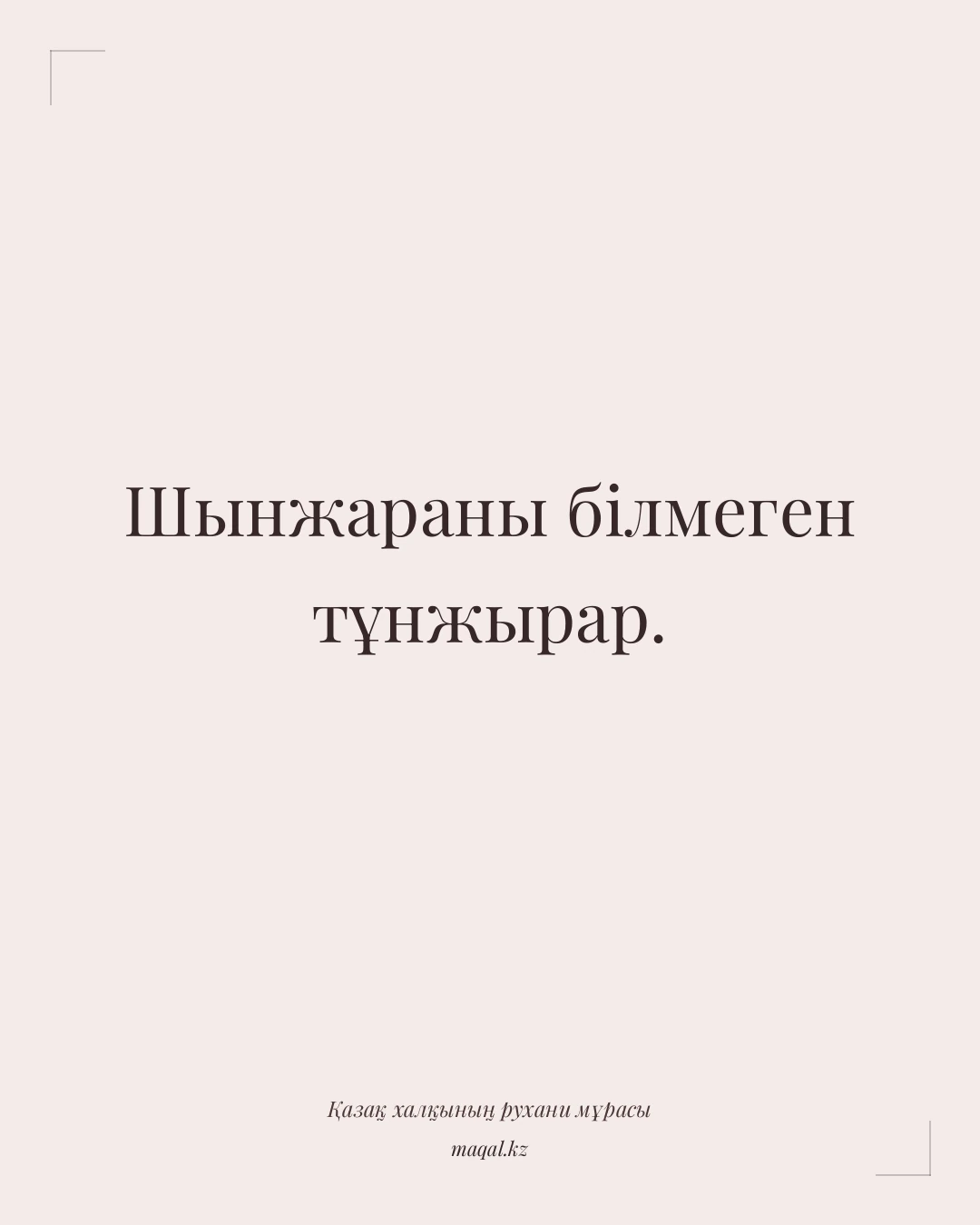 Шынжараны білмеген тұнжырар. — қазақша мақал