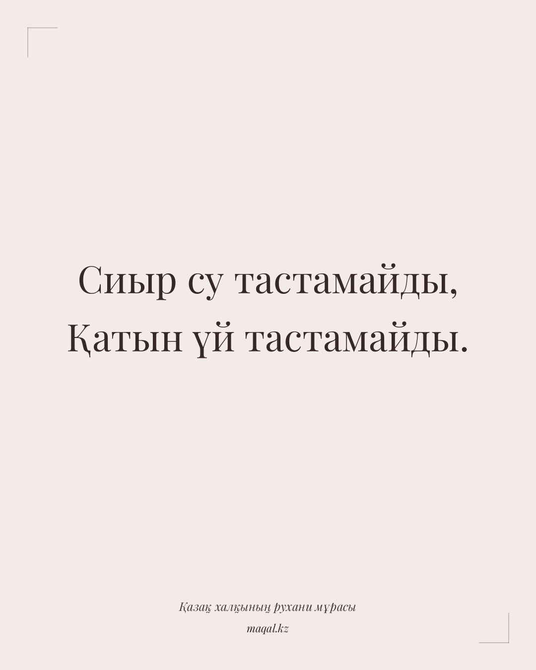 Сиыр су тастамайды, Қатын үй тастамайды. — қазақша мақал