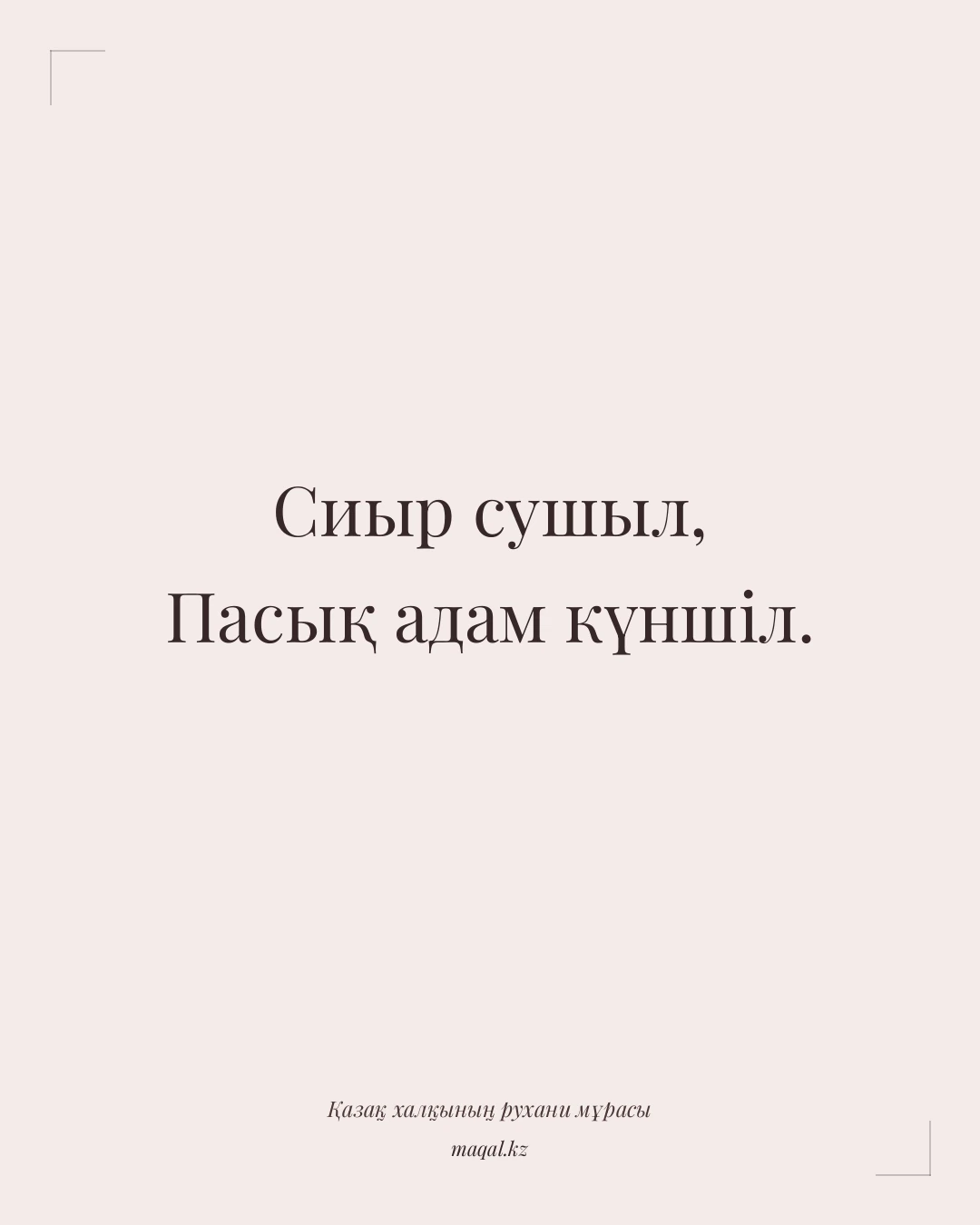 Сиыр сушыл, Пасық адам күншіл. — қазақша мақал