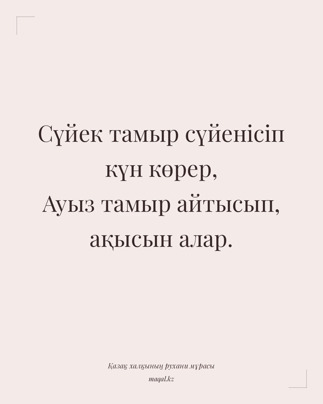 Сүйек тамыр сүйенісіп күн көрер, Ауыз тамыр айтысып, ақысын алар. — қазақша мақал