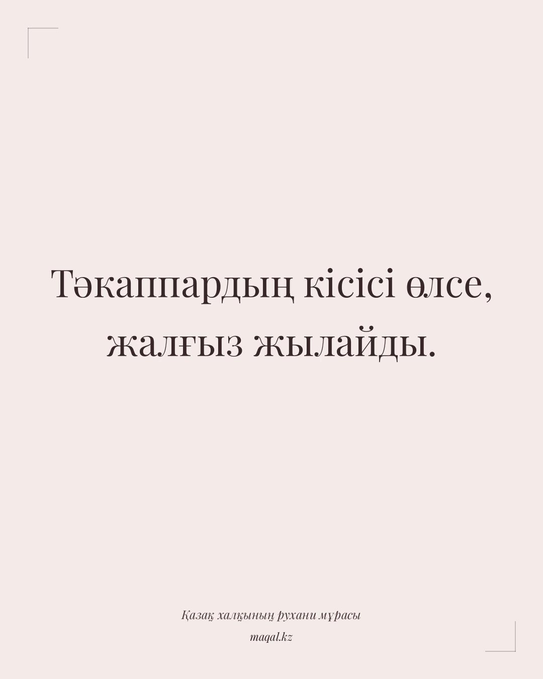 Тәкаппардың кісісі өлсе, жалғыз жылайды. — қазақша мақал