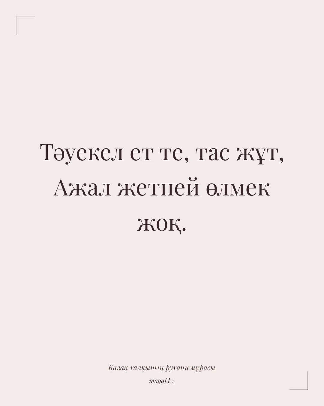 Тәуекел ет те, тас жұт, Ажал жетпей өлмек жоқ. — қазақша мақал