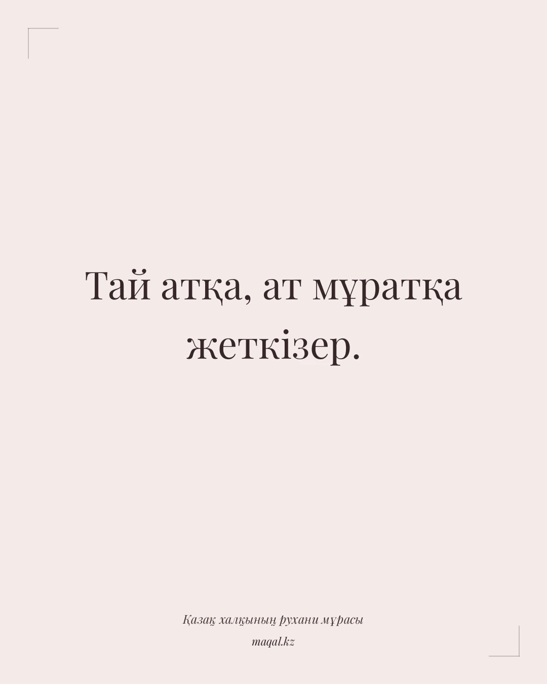 Тай атқа, ат мұратқа жеткізер. — қазақша мақал