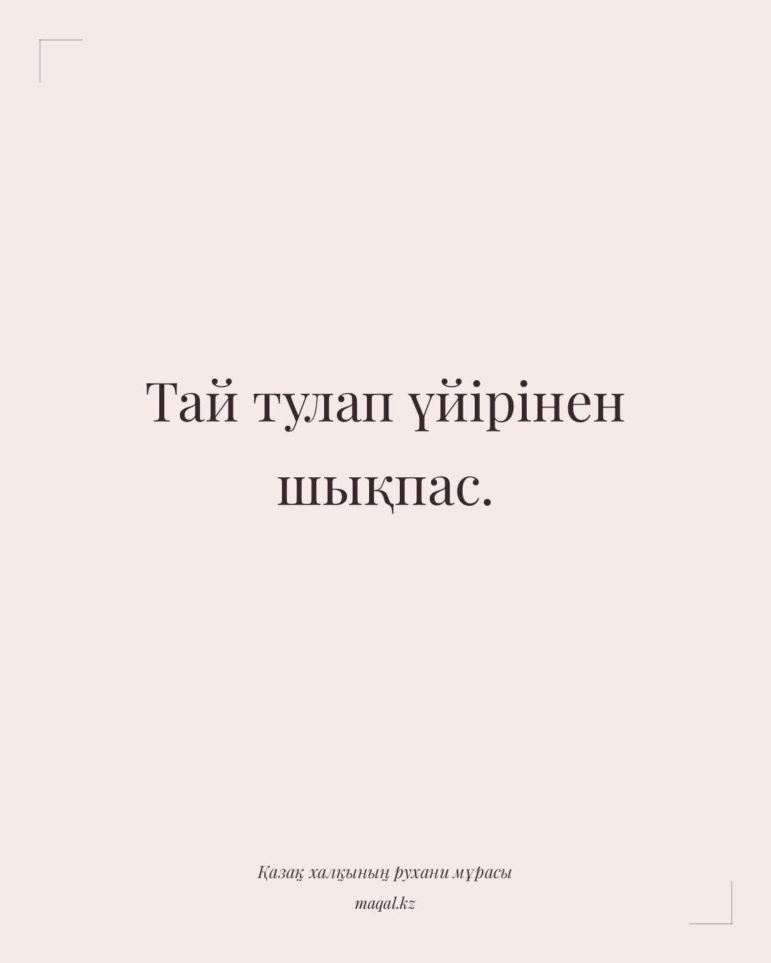 Тай тулап үйірінен шықпас. — қазақша мақал