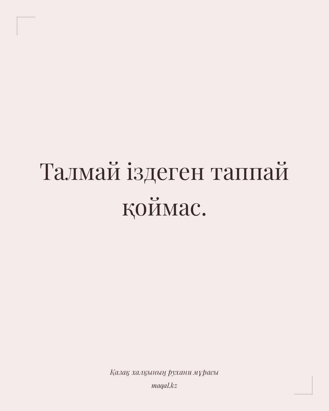 Талмай іздеген таппай қоймас. — қазақша мақал