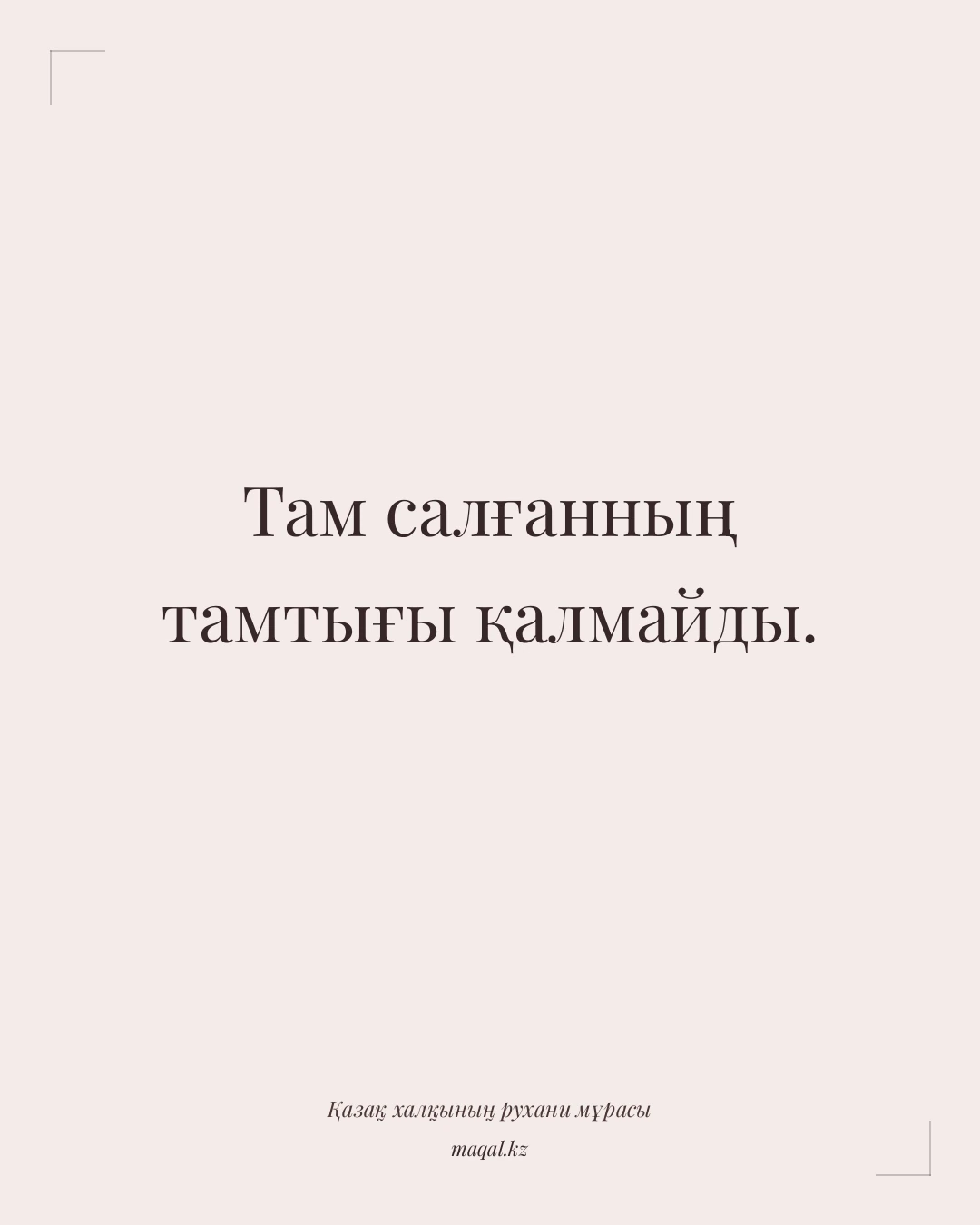 Там салғанның тамтығы қалмайды. — қазақша мақал