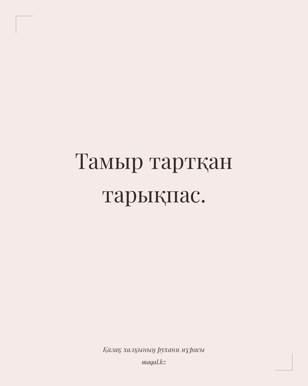 Тамыр тартқан тарықпас. — қазақша мақал