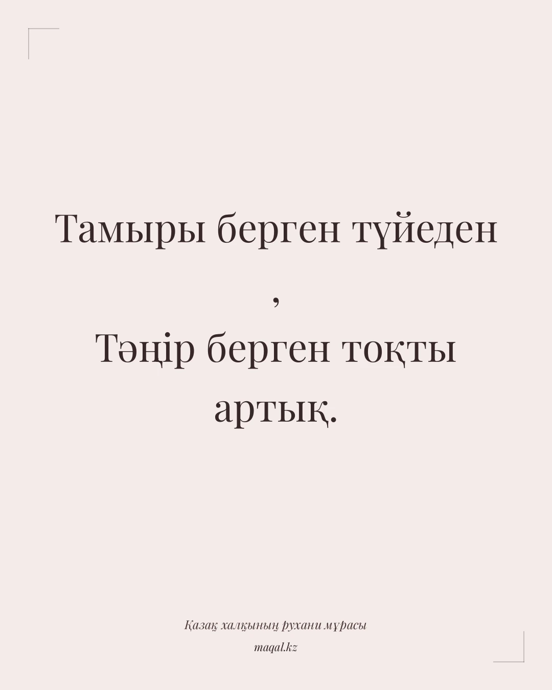 Тамыры берген түйеден , Тәңір берген тоқты артық. — қазақша мақал