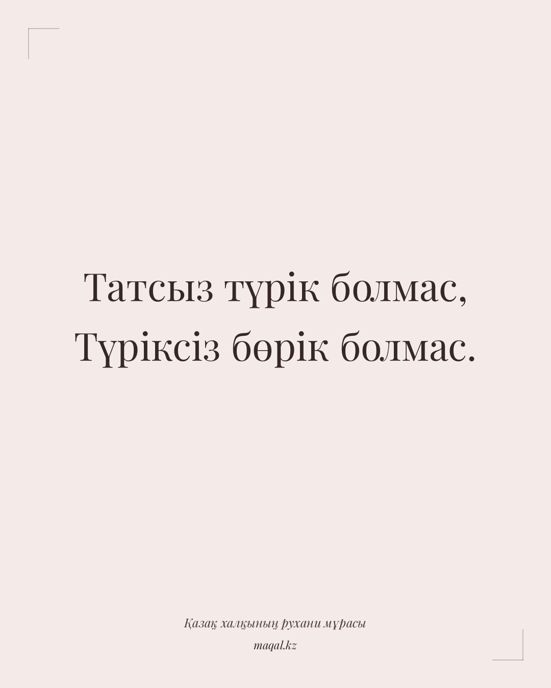 Татсыз түрік болмас, Түріксіз бөрік болмас. — қазақша мақал