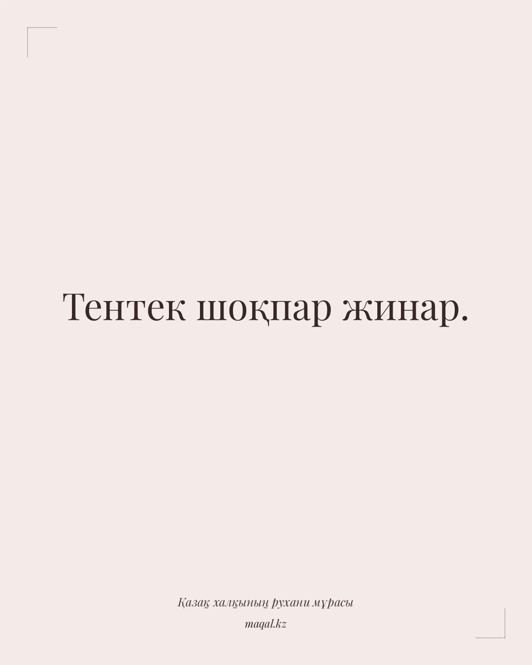 Тентек шоқпар жинар. — қазақша мақал