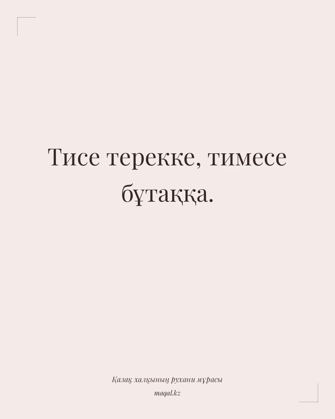Тисе терекке, тимесе бұтаққа. — қазақша мақал