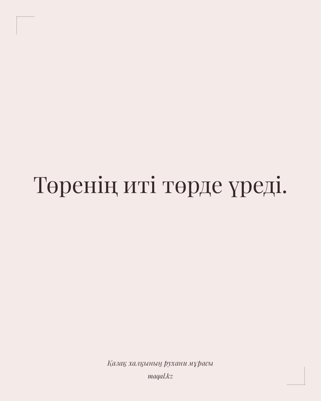 Төренің иті төрде үреді. — қазақша мақал