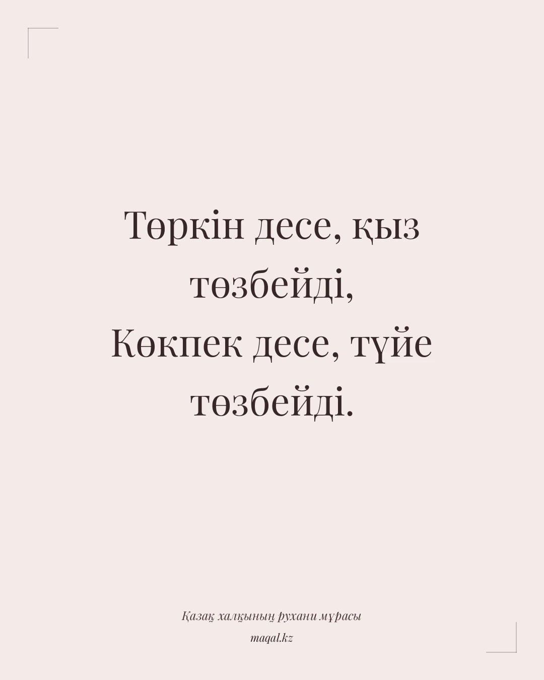 Төркін десе, қыз төзбейді, Көкпек десе, түйе төзбейді. — қазақша мақал