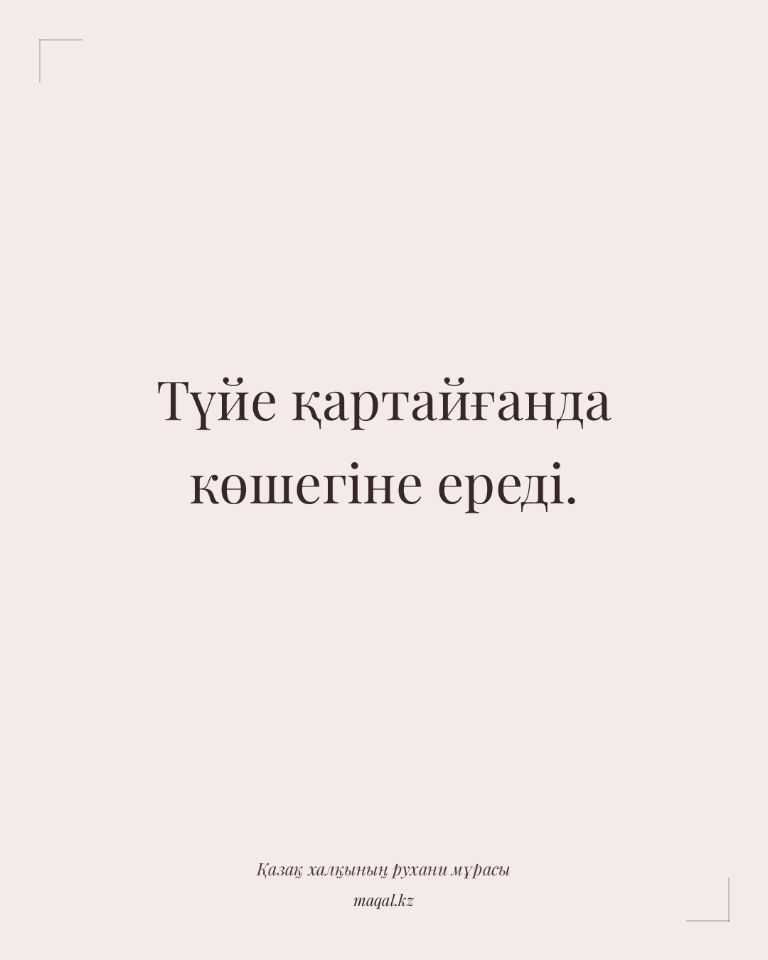 Түйе қартайғанда көшегіне ереді. — қазақша мақал