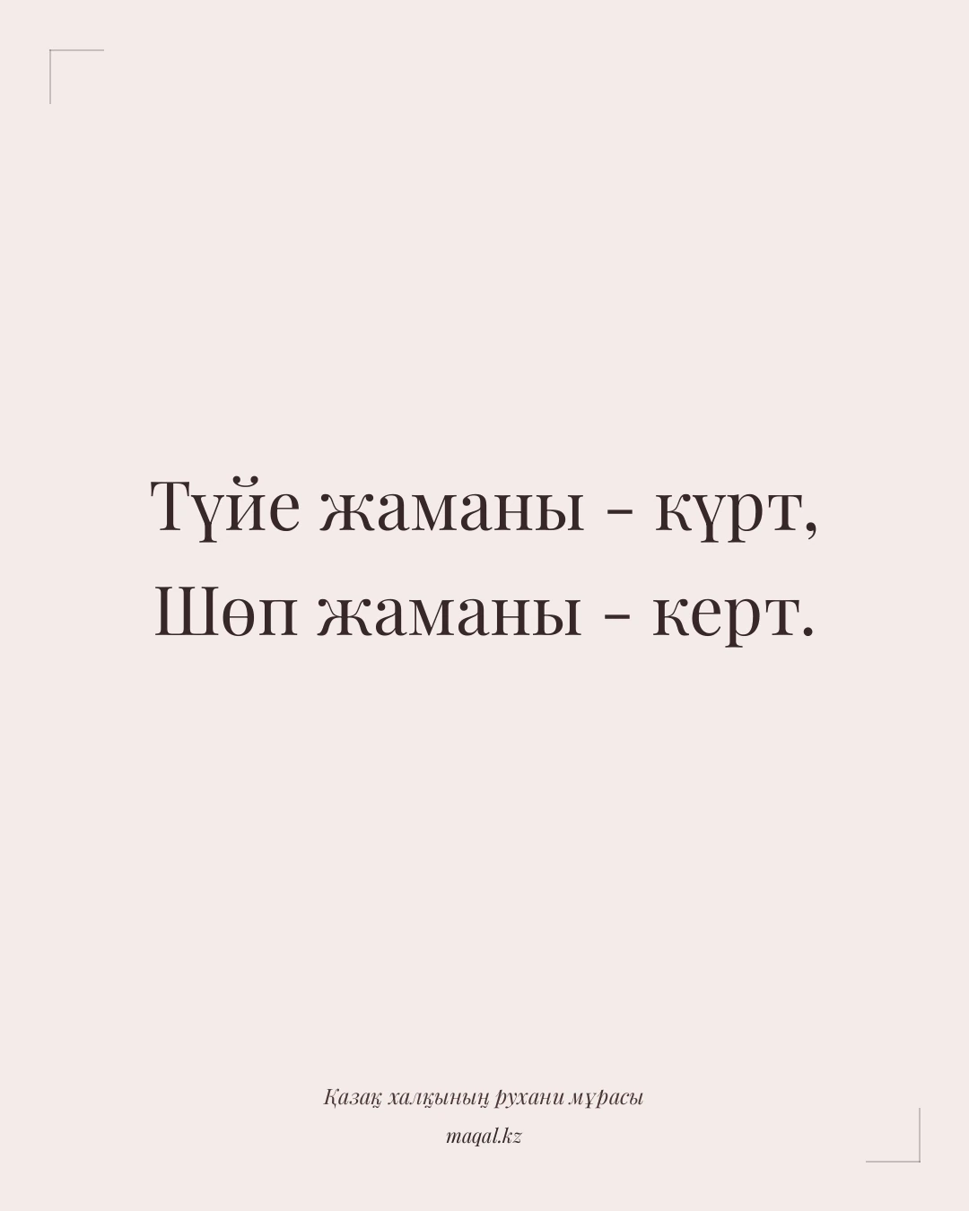 Түйе жаманы - күрт, Шөп жаманы - керт. — қазақша мақал