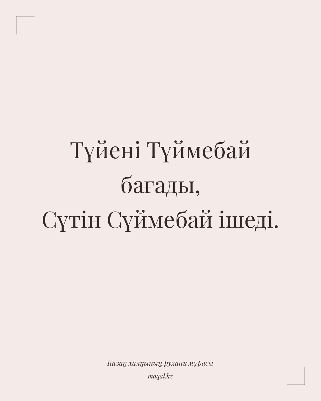 Түйені Түймебай бағады, Сүтін Сүймебай ішеді. — қазақша мақал