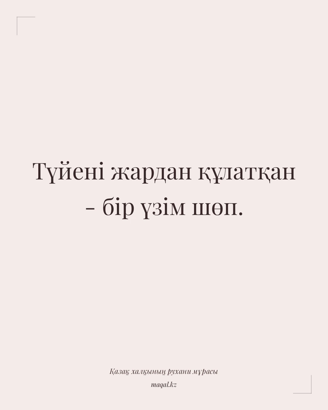 Түйені жардан құлатқан - бір үзім шөп. — қазақша мақал