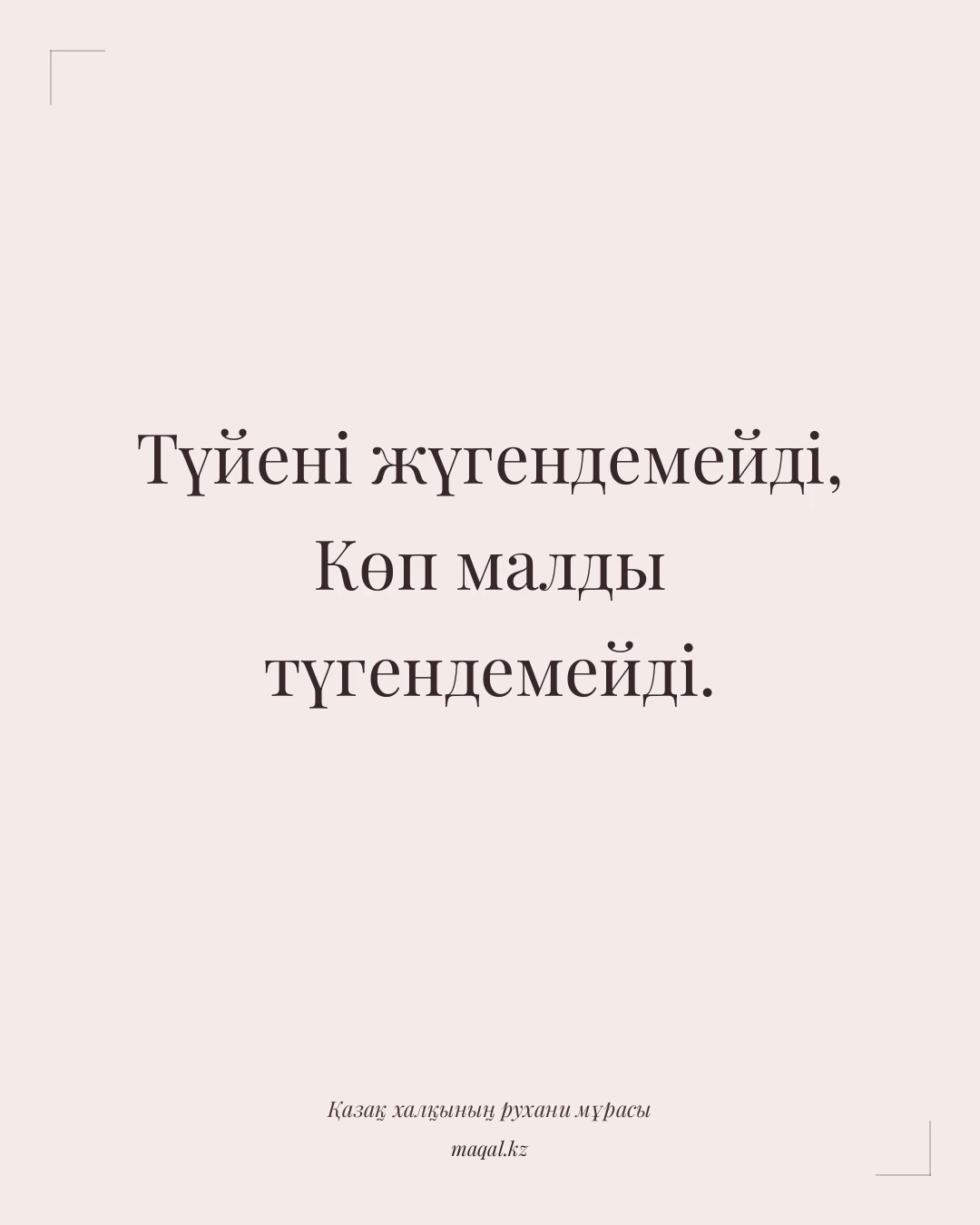 Түйені жүгендемейді, Көп малды түгендемейді. — қазақша мақал