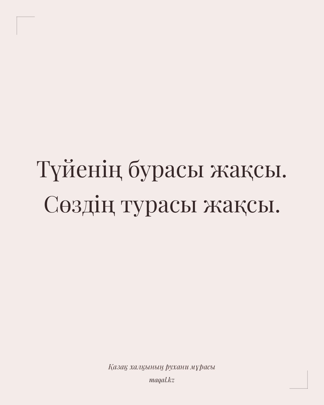 Түйенің бурасы жақсы. Сөздің турасы жақсы. — қазақша мақал