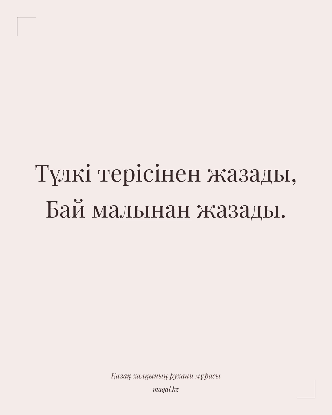 Түлкі терісінен жазады, Бай малынан жазады. — қазақша мақал
