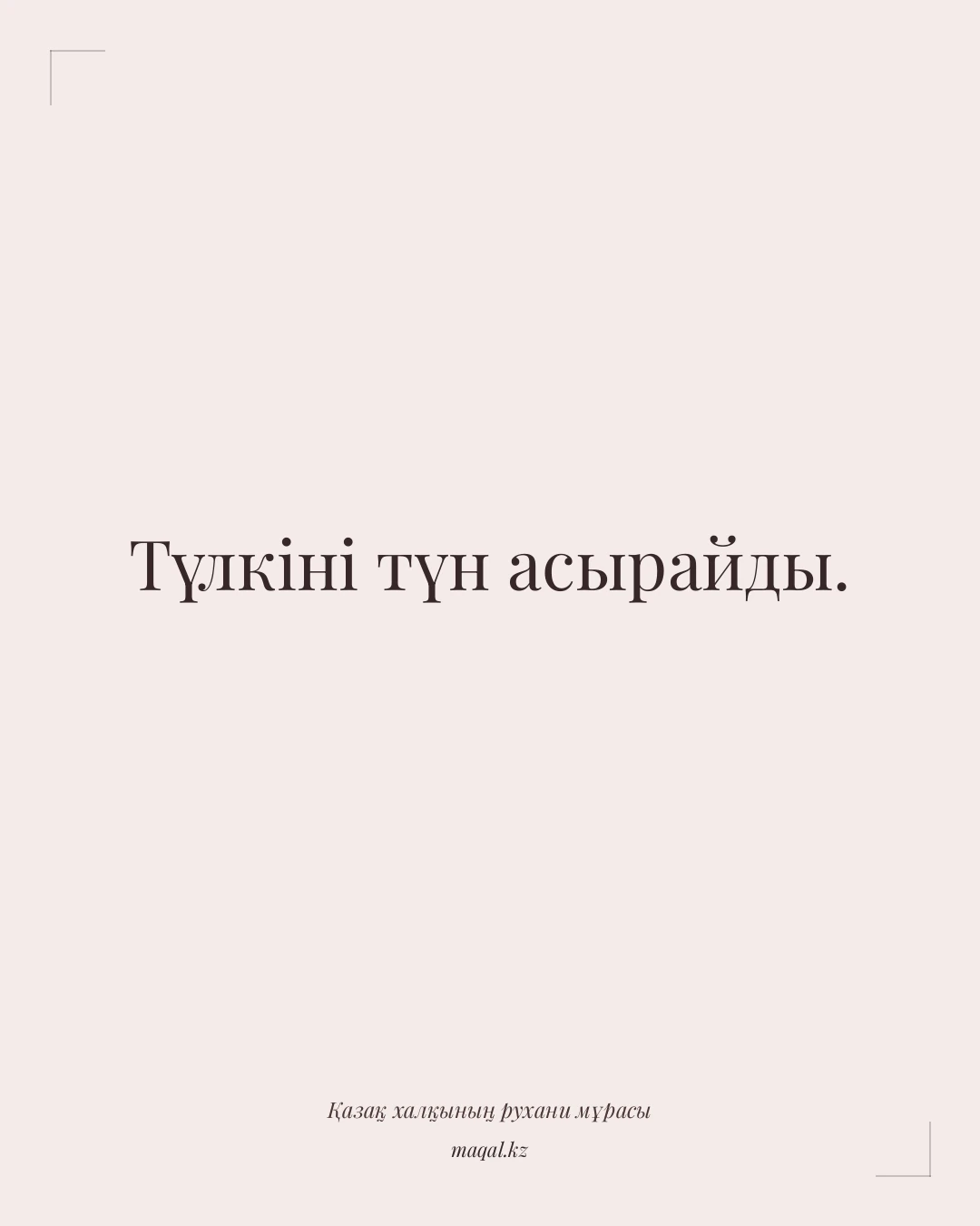 Түлкіні түн асырайды. — қазақша мақал