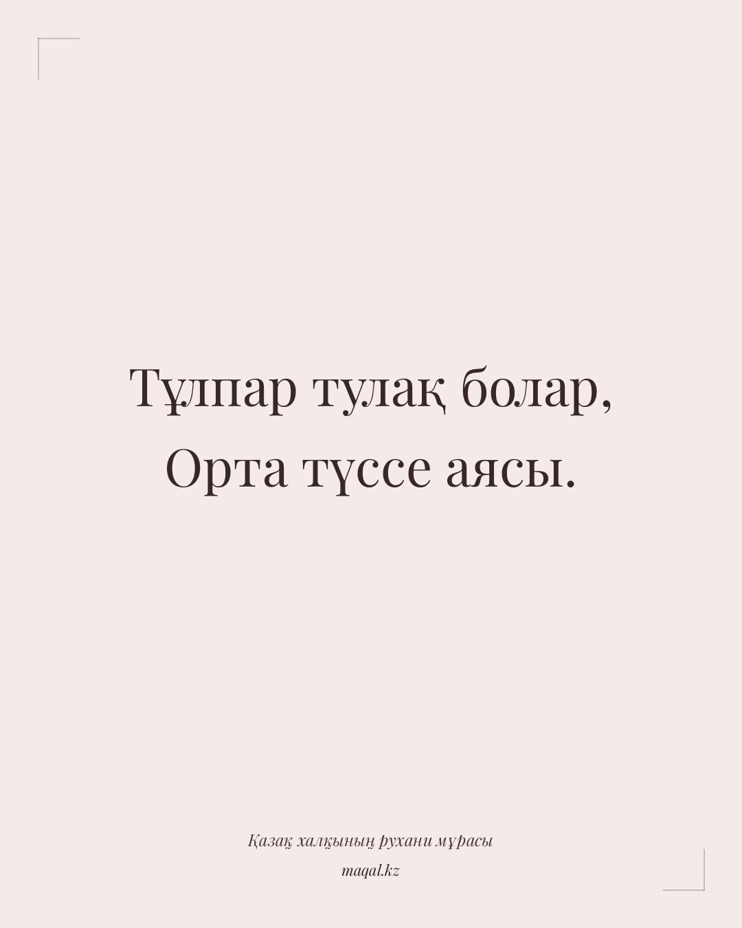 Тұлпар тулақ болар, Орта түссе аясы. — қазақша мақал