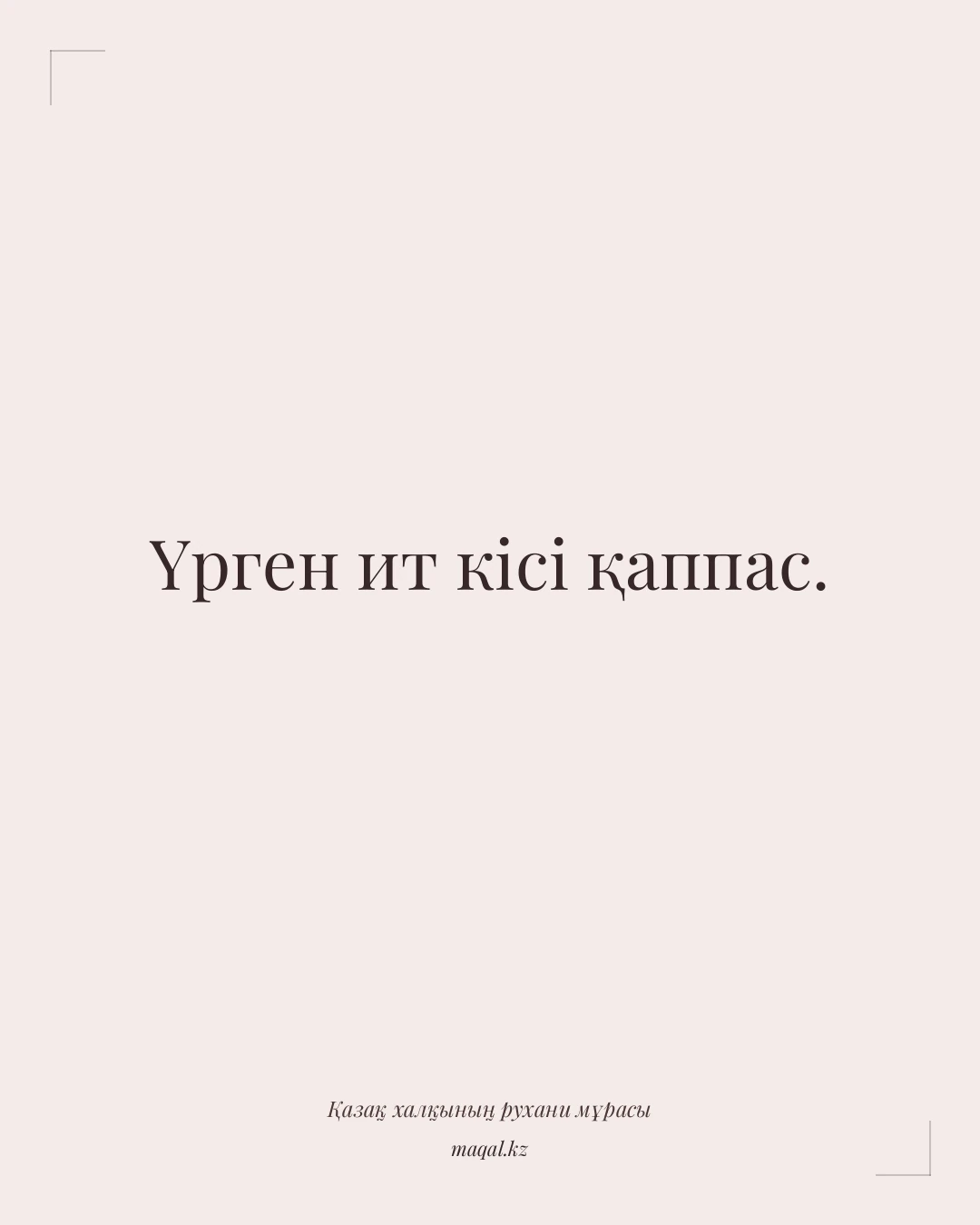 Үрген ит кісі қаппас. — қазақша мақал
