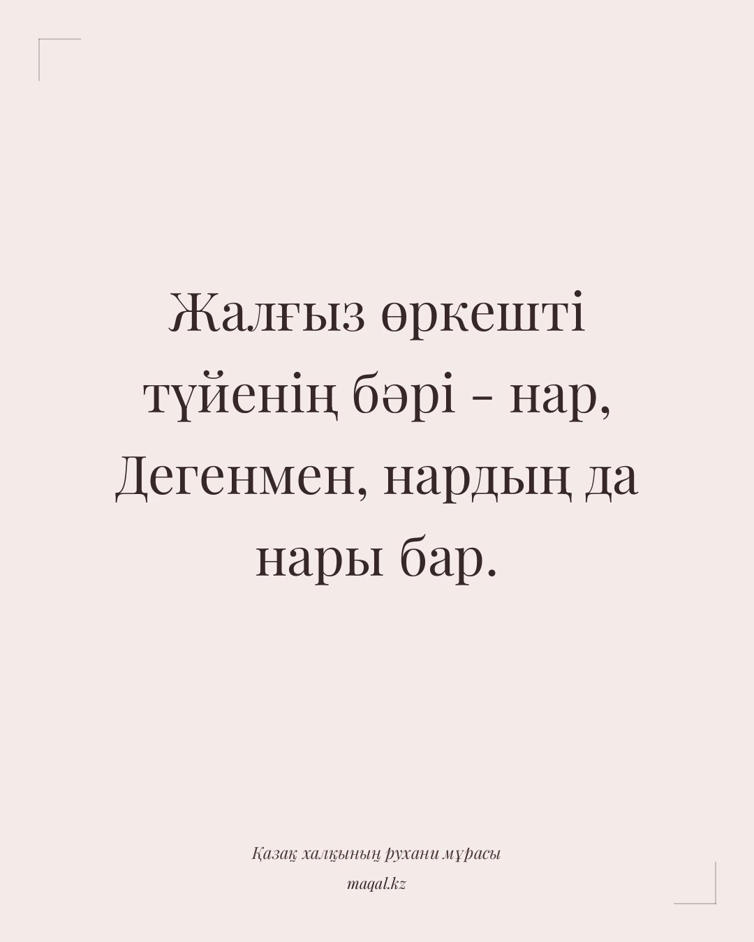 Жалғыз өркешті түйенің бәрі - нар, Дегенмен, нардың да нары бар. — қазақша мақал