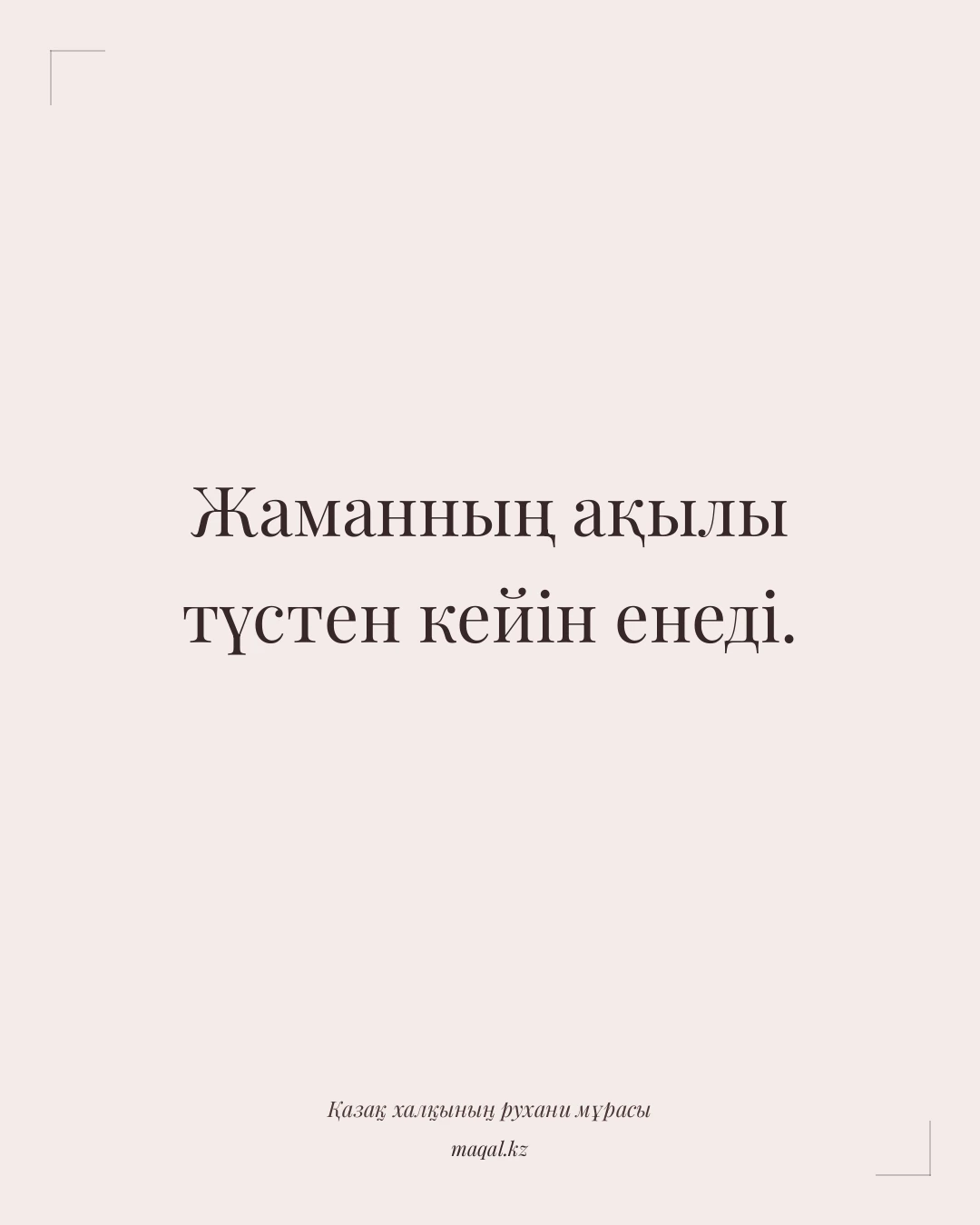 Жаманның ақылы түстен кейін енеді. — қазақша мақал