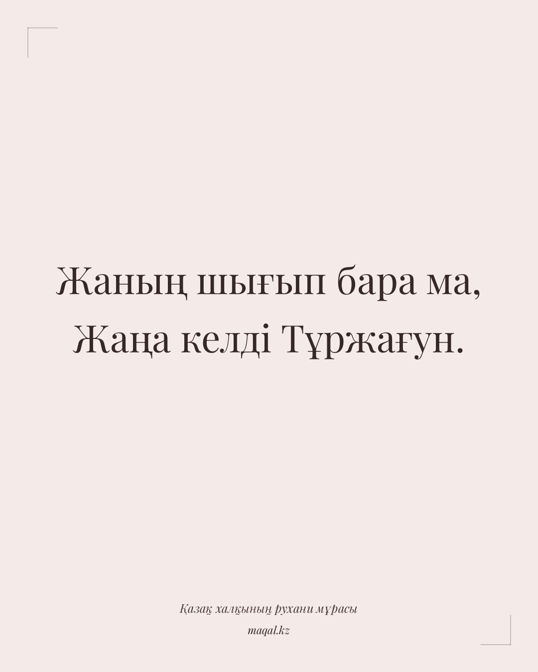 Жаның шығып бара ма, Жаңа келді Тұржағун. — қазақша мақал