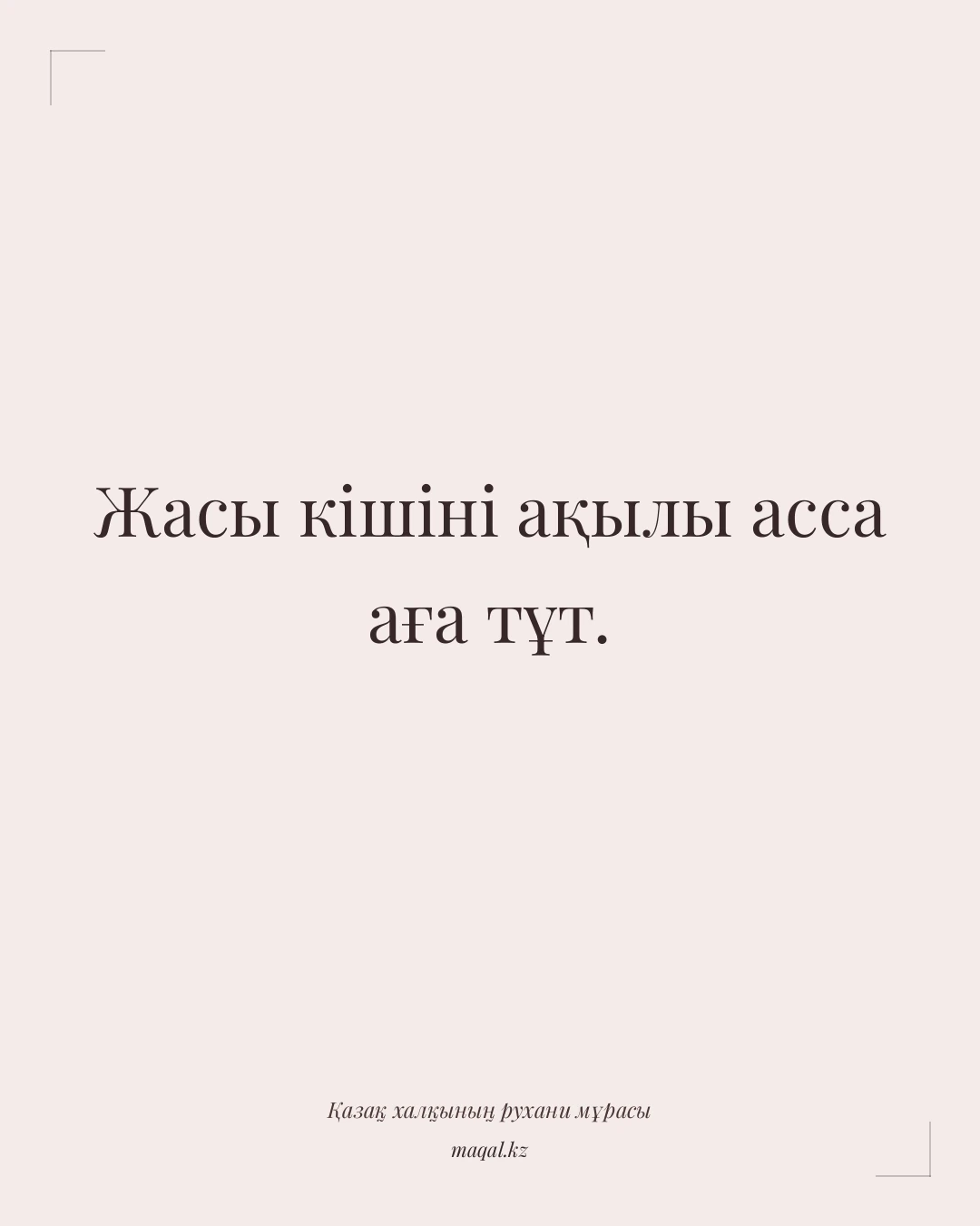 Жасы кішіні ақылы асса аға тұт. — қазақша мақал