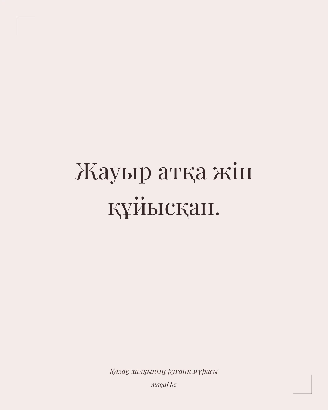 Жауыр атқа жіп құйысқан. — қазақша мақал