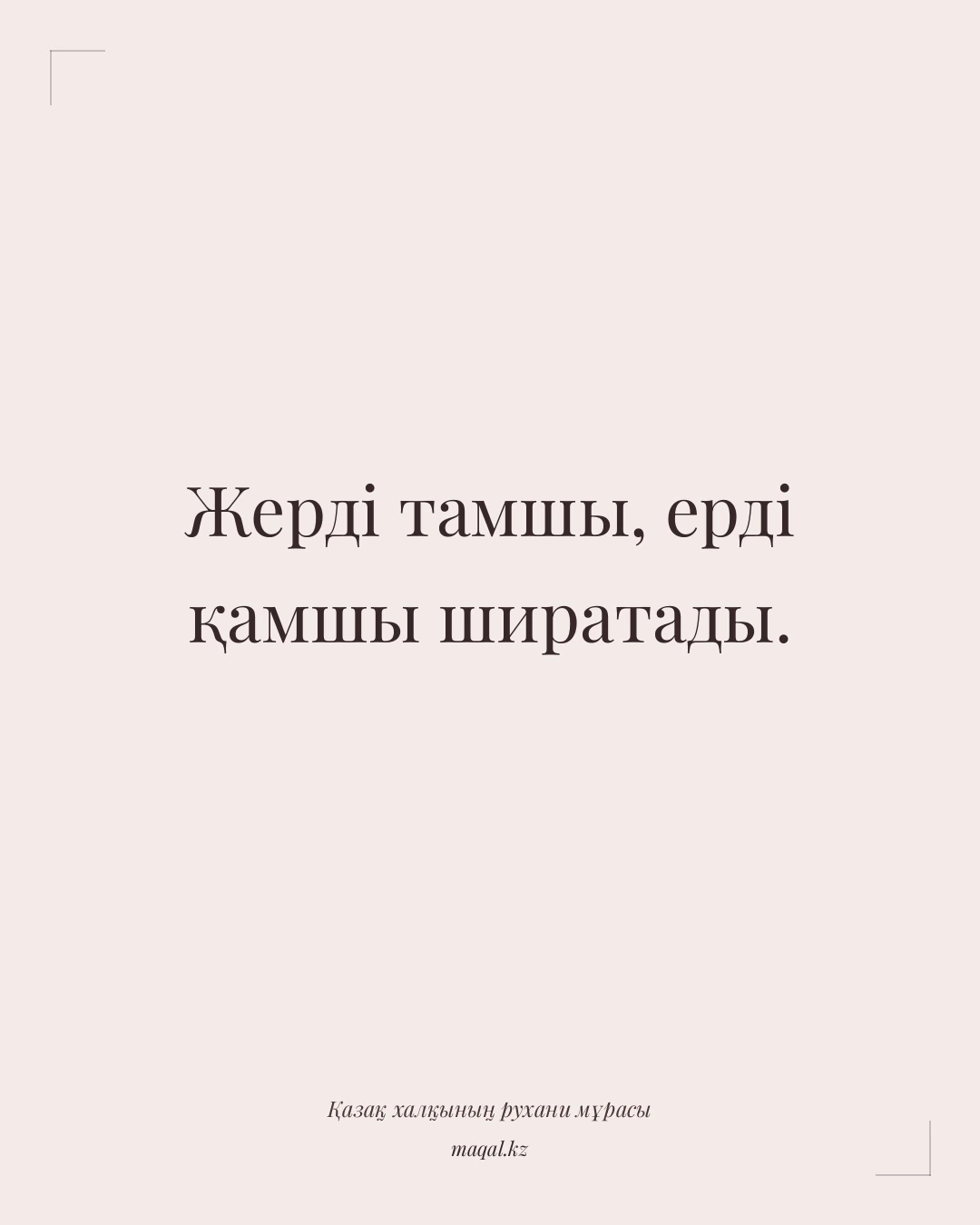Жерді тамшы, ерді қамшы ширатады. — қазақша мақал
