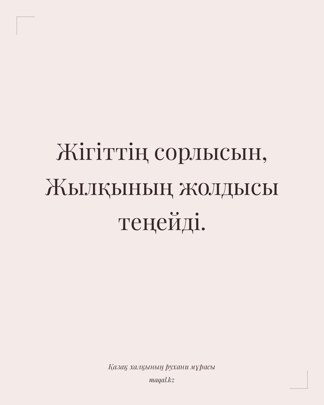Жігіттің сорлысын, Жылқының жолдысы теңейді. — қазақша мақал