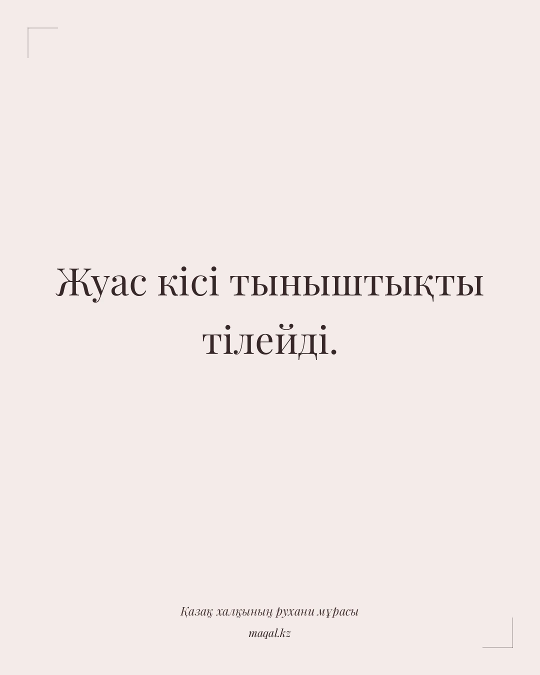 Жуас кісі тыныштықты тілейді. — қазақша мақал