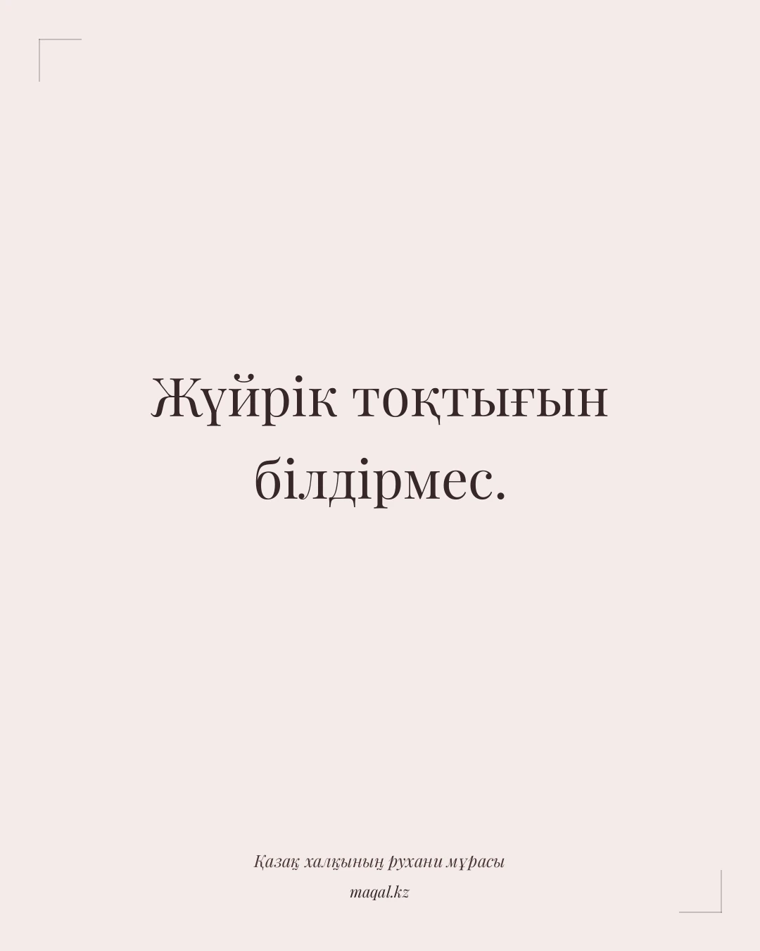 Жүйрік тоқтығын білдірмес. — қазақша мақал