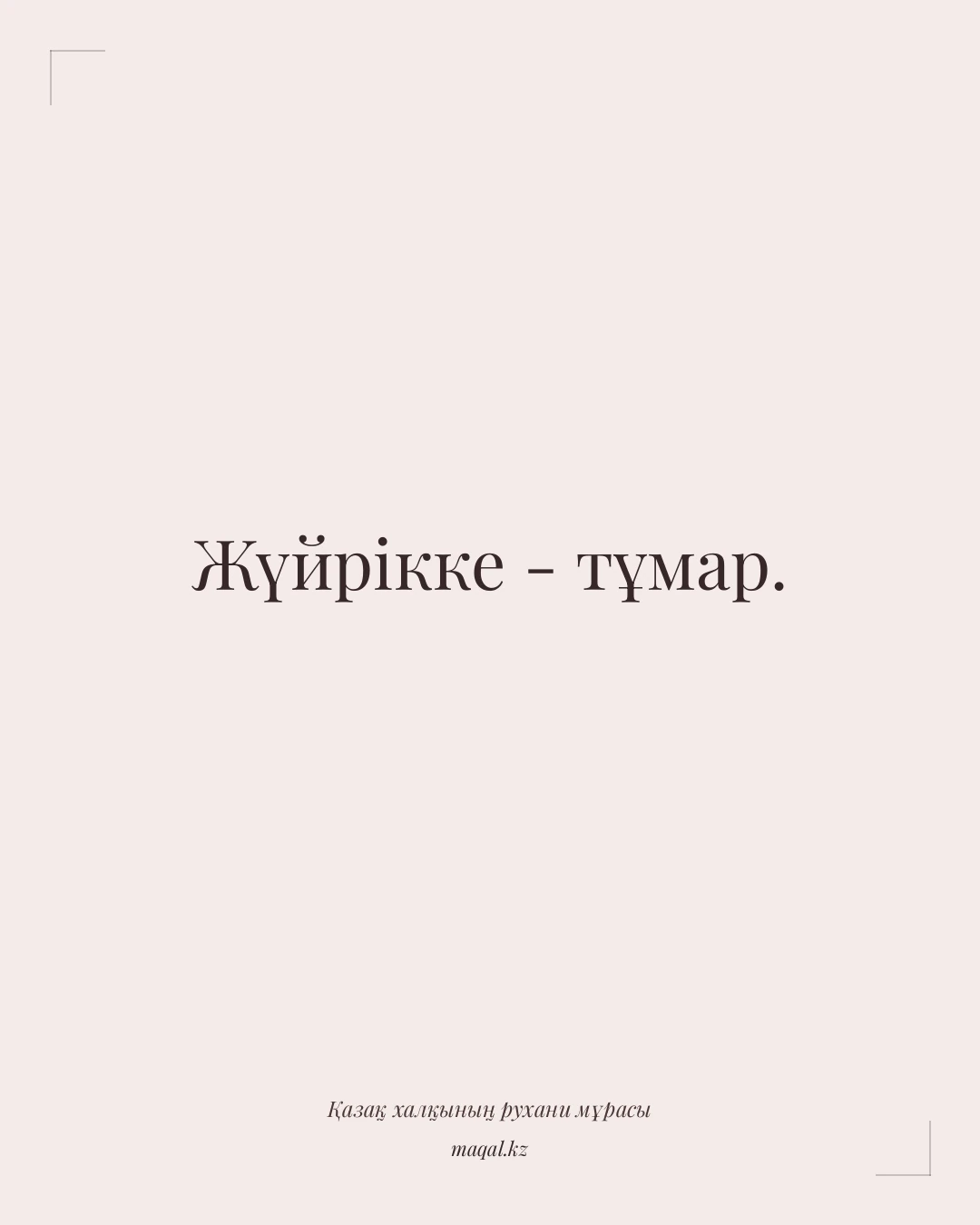Жүйрікке - тұмар. — қазақша мақал