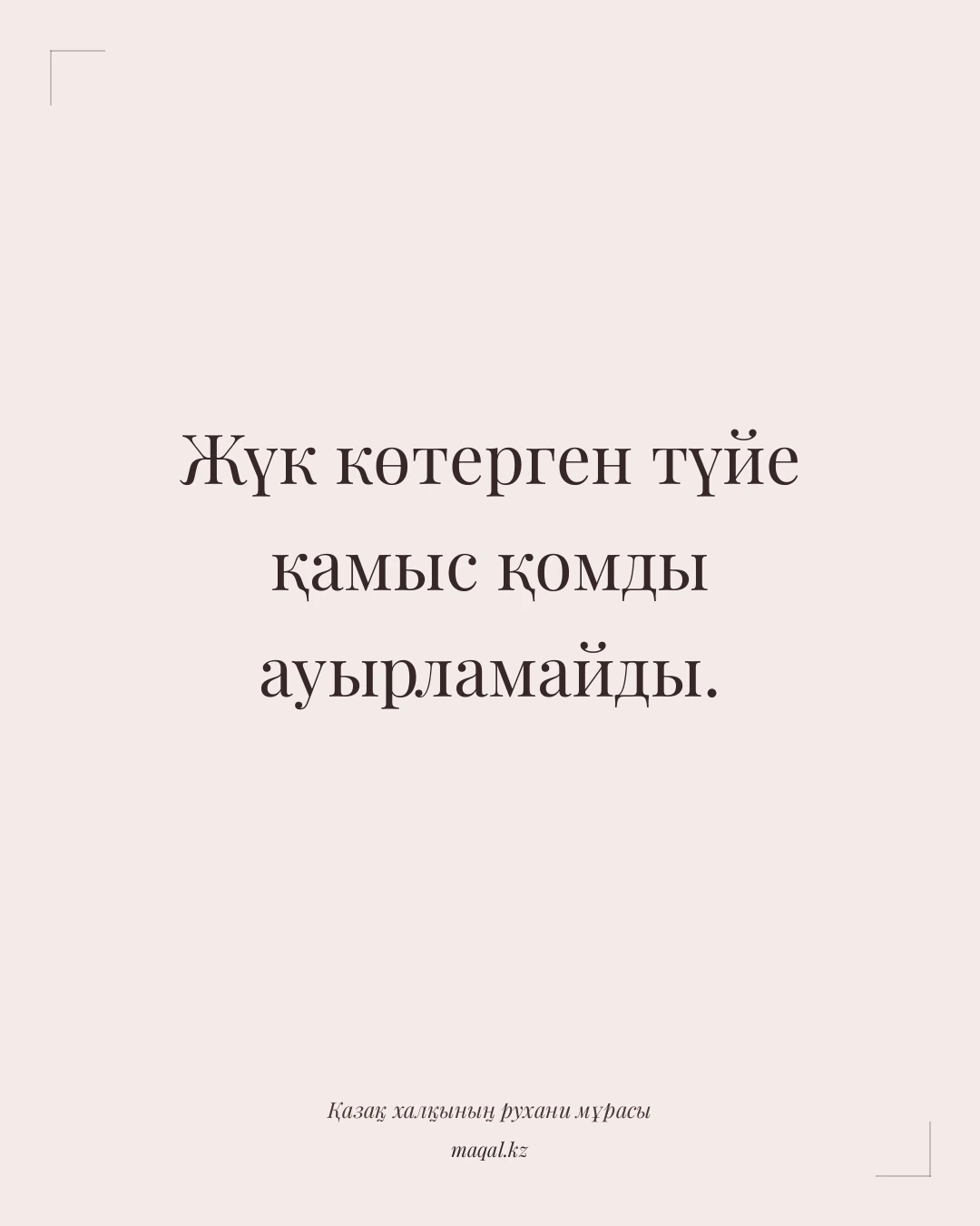Жүк көтерген түйе қамыс қомды ауырламайды. — қазақша мақал