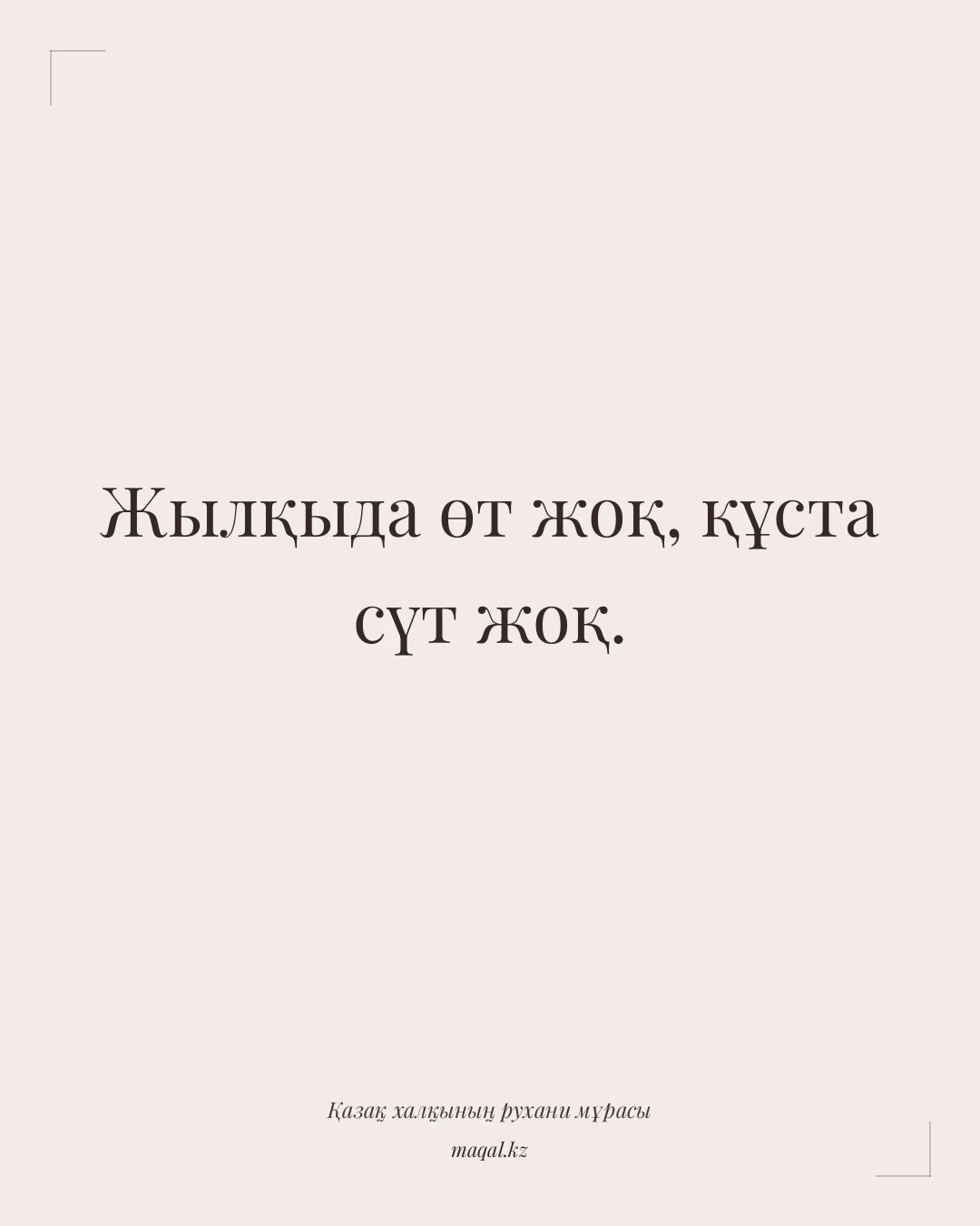 Жылқыда өт жоқ, құста сүт жоқ. — қазақша мақал