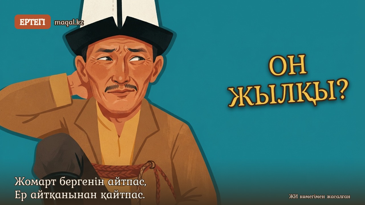 «Жомарт бергенін айтпас, Ер айтқанынан қайтпас.» мақалы бойынша ертегі